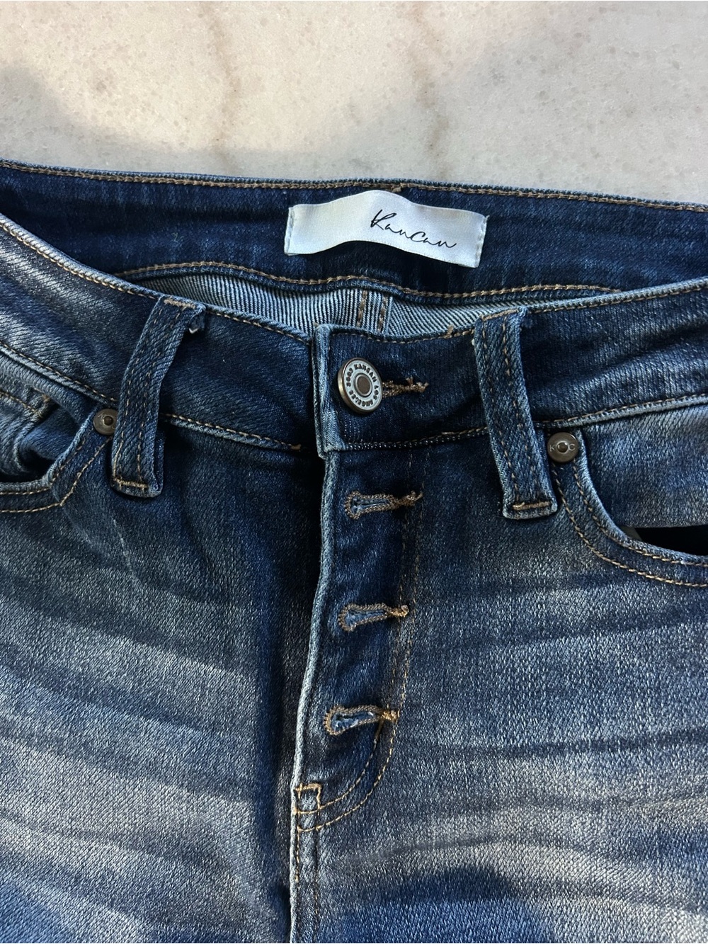 KanCan Dark Blue Distressed Flare Jeans - Picture 4 of 5